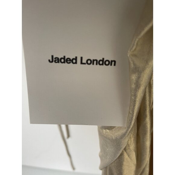 Jaded London Vida Maxi Dress Metallic Gold Cut-Out Halter Gown NWT Size US 4 - Picture 7 of 9